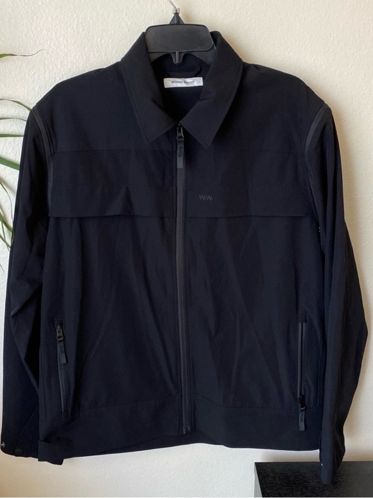 Wood Wood Men's Black Nylon Zip-Front Utility Jacket